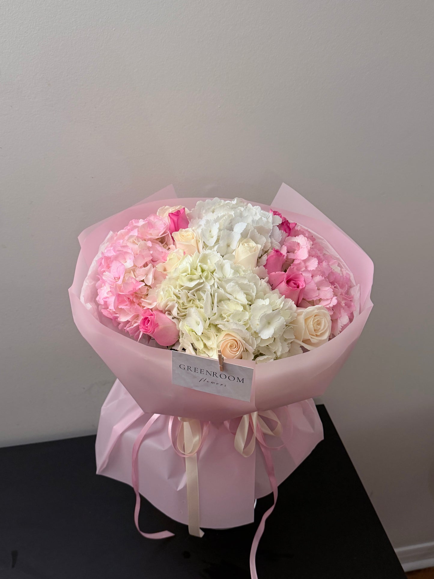 Pink & White Hydrangea Rose Bouquet