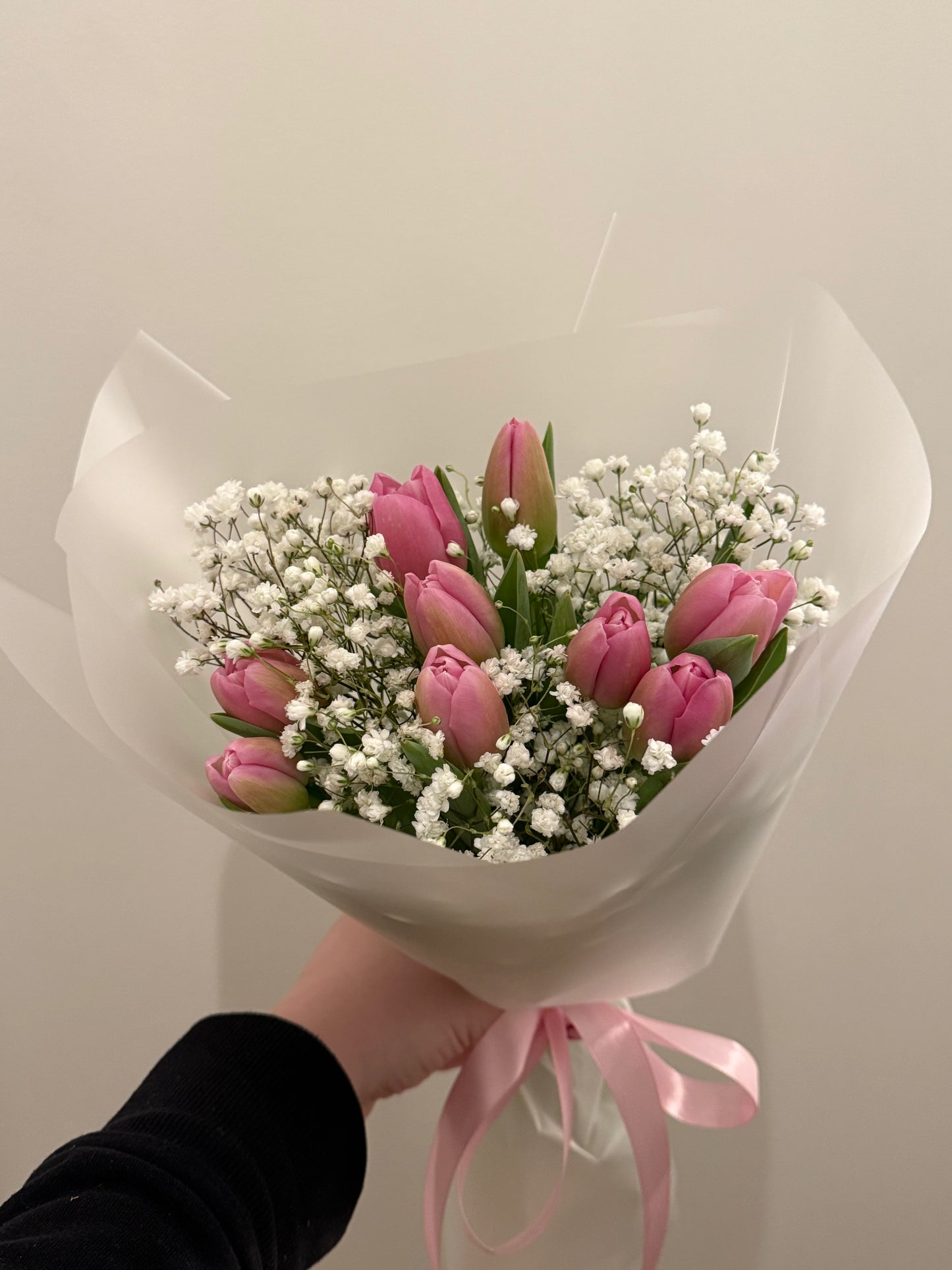 Pink Tulips and Baby Breath
