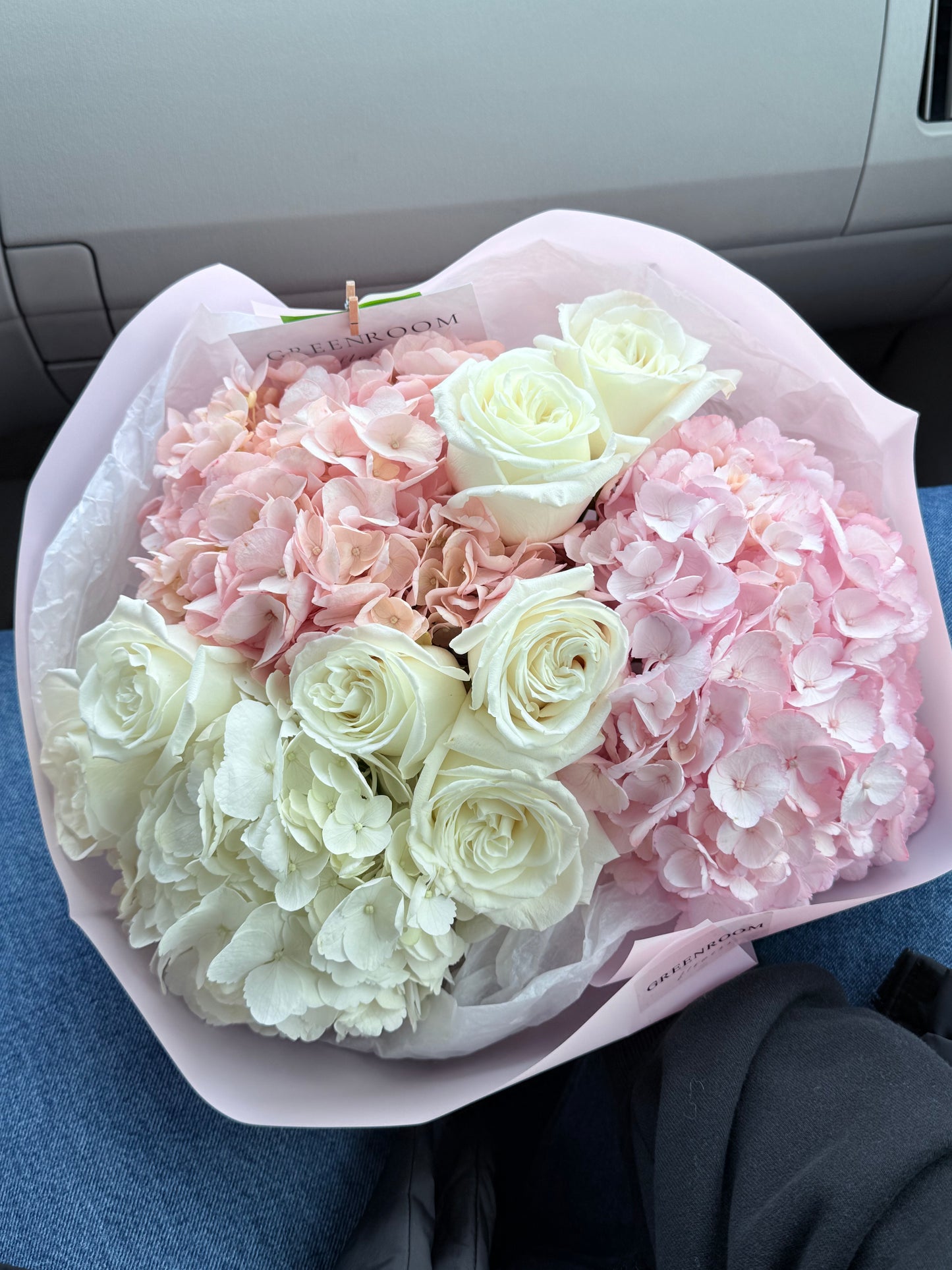 Pink Hydraneas & Cream Rose