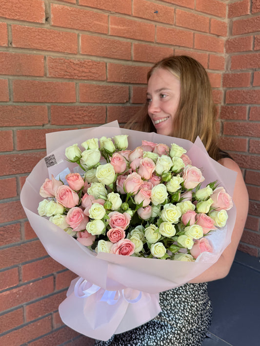Pastel Cream & Pink Spray Roses