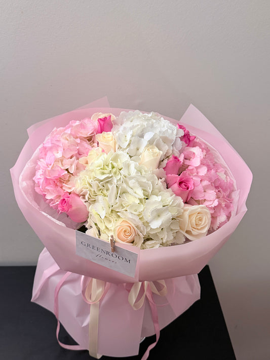 Pink & White Hydrangea Rose Bouquet