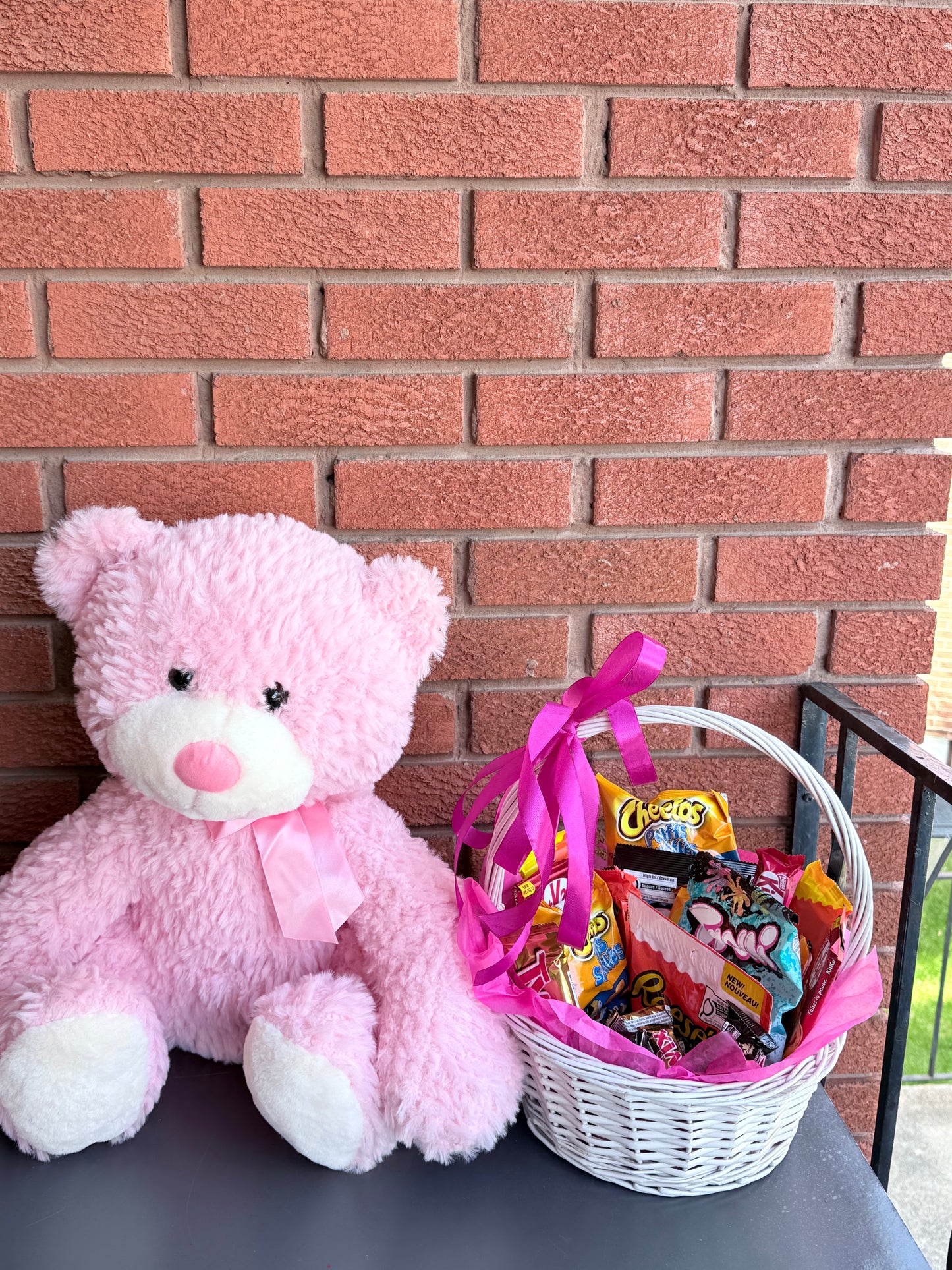 Pink Plush & Savory Sweet Basket