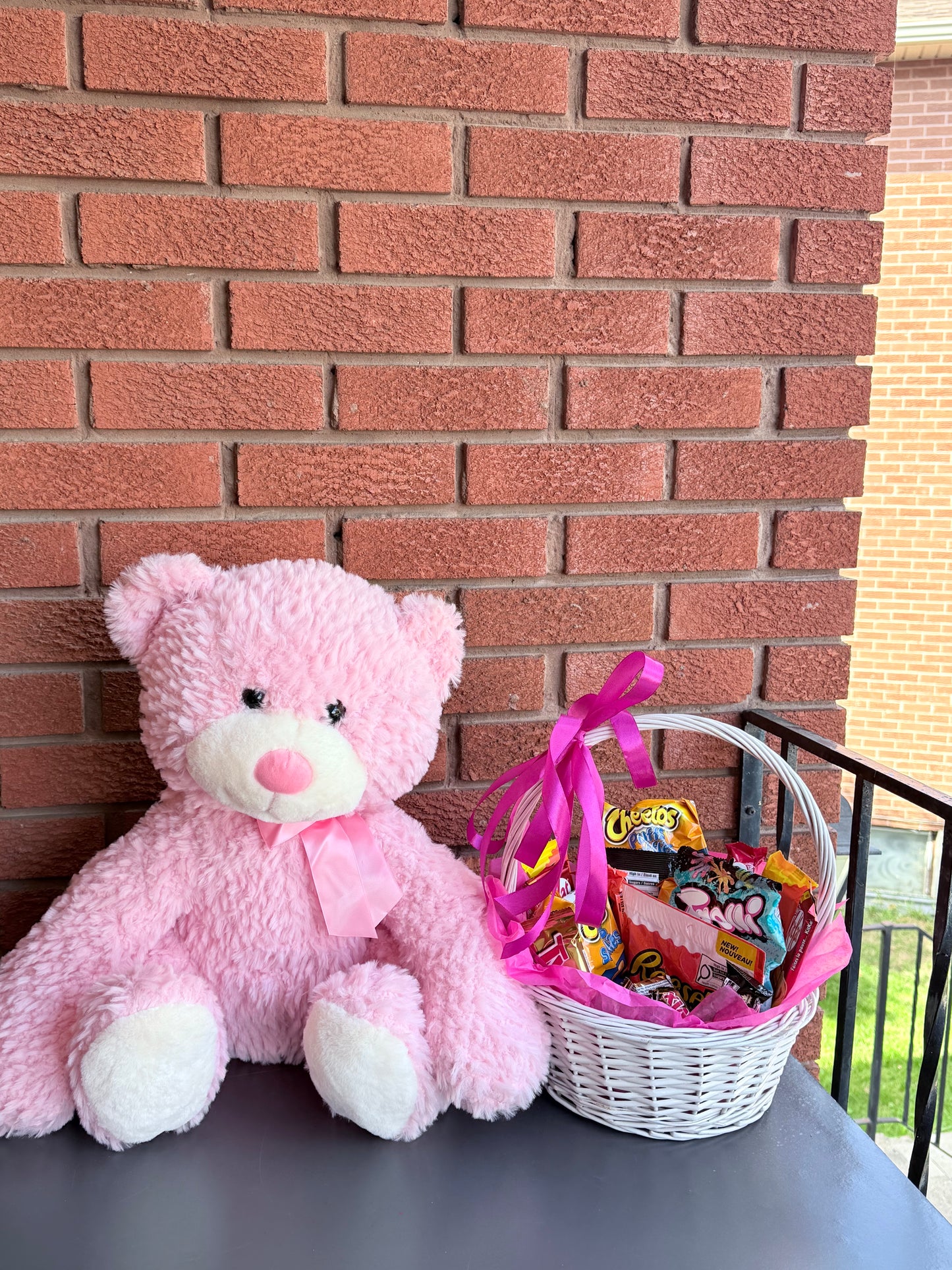 Pink Plush & Savory Sweet Basket