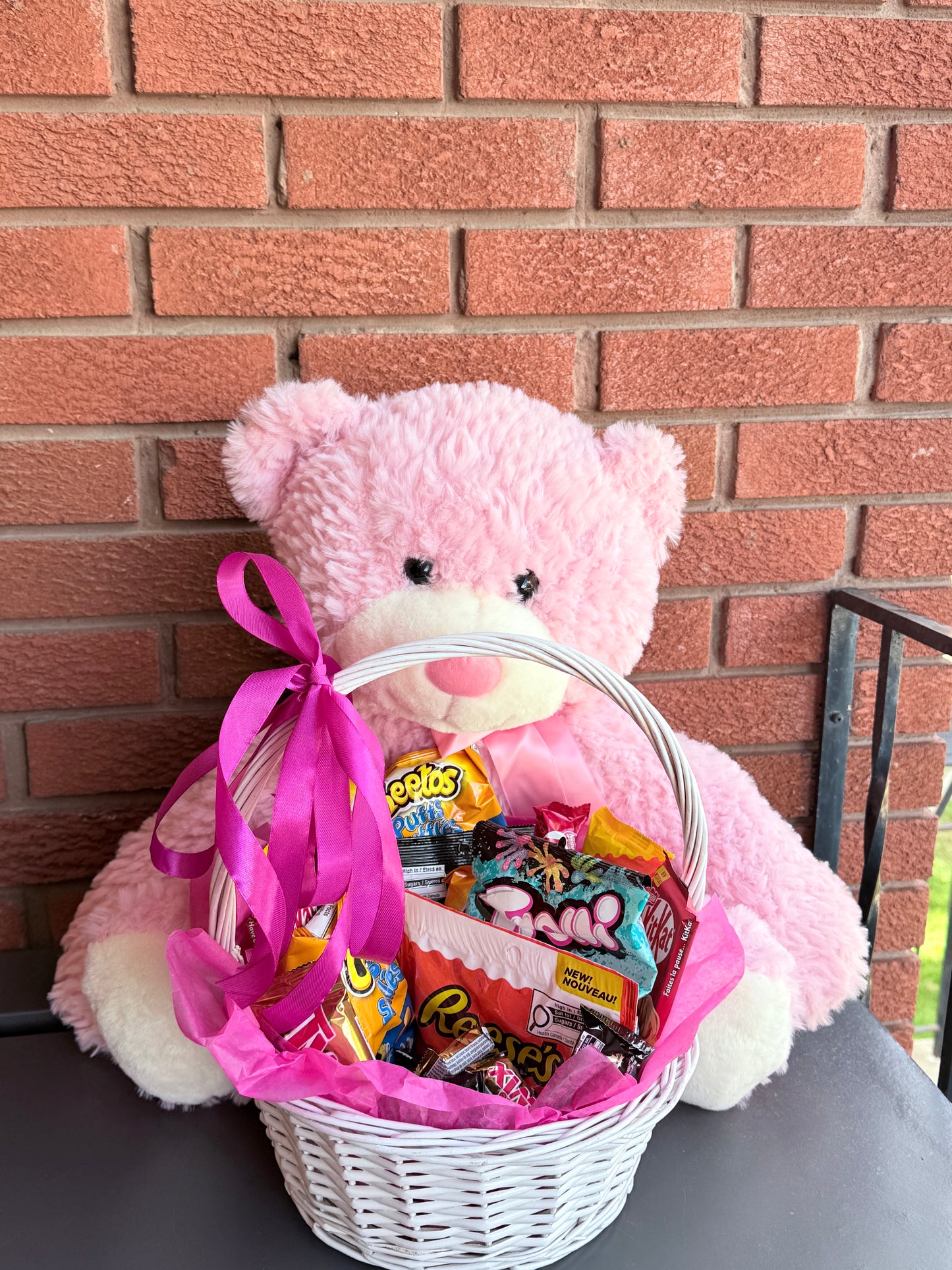 Pink Plush & Savory Sweet Basket