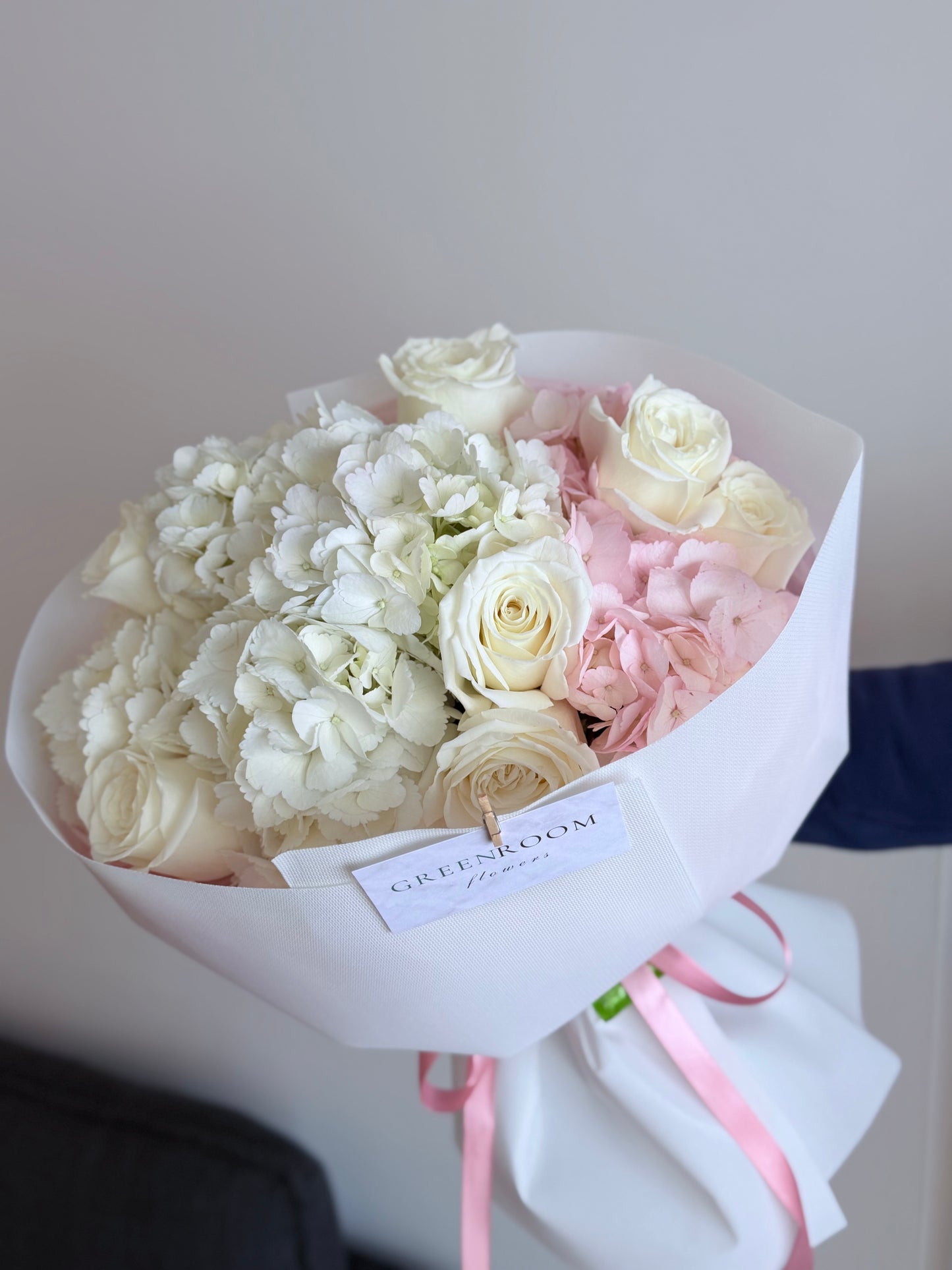 White & Pink Hydrangea Rose Bouquet