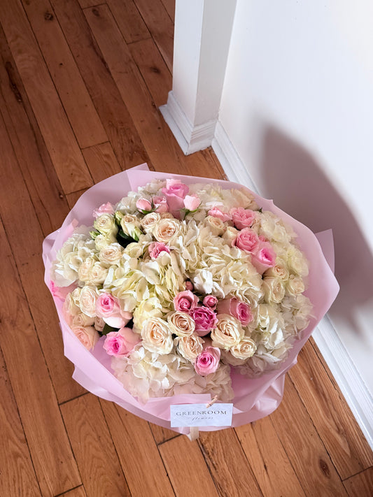 Blush Hydrangea & Spray Rose Bouquet