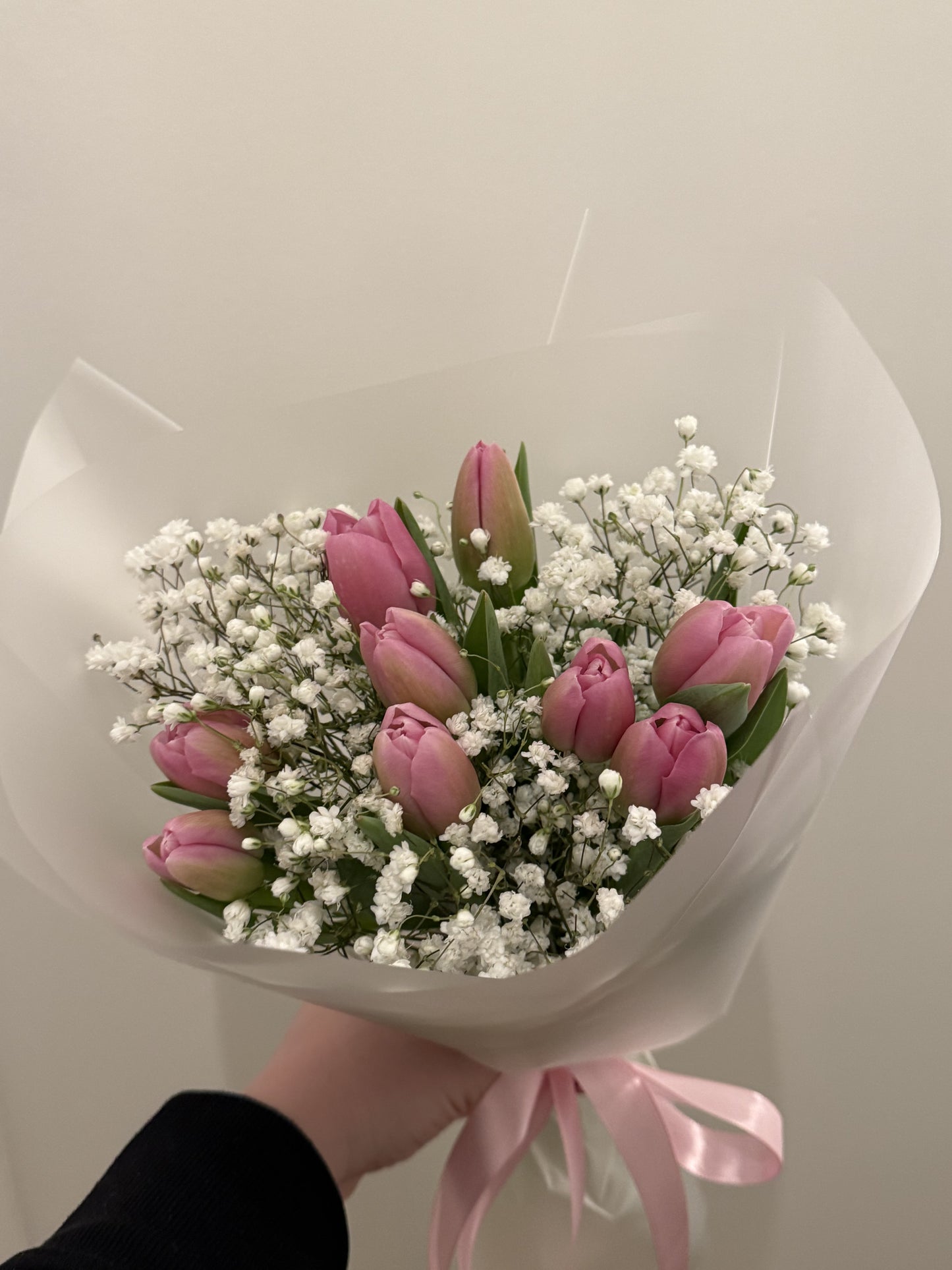 Pink Tulips and Baby Breath